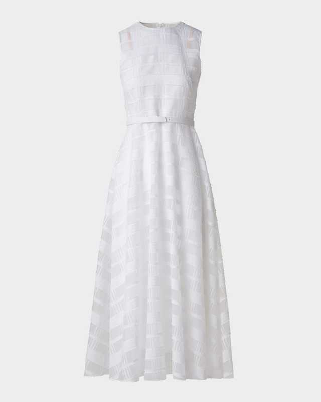 Check Silk Organza Midi Dress